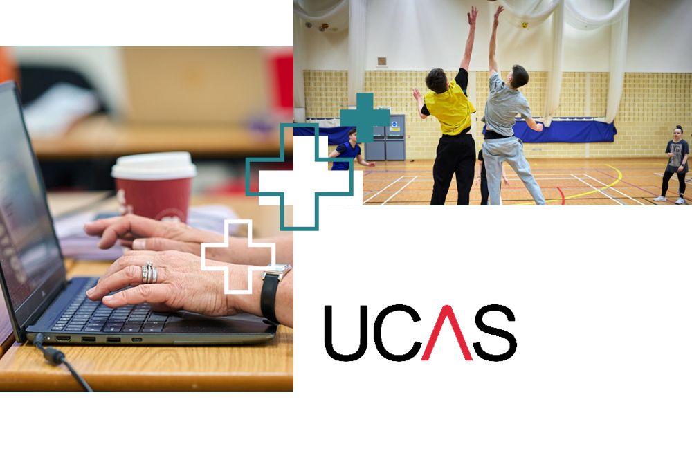 Various student in class and the UCAS logo Various student in class and the UCAS logo