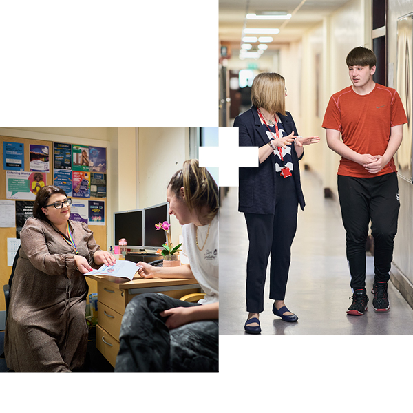 students being shown around campus