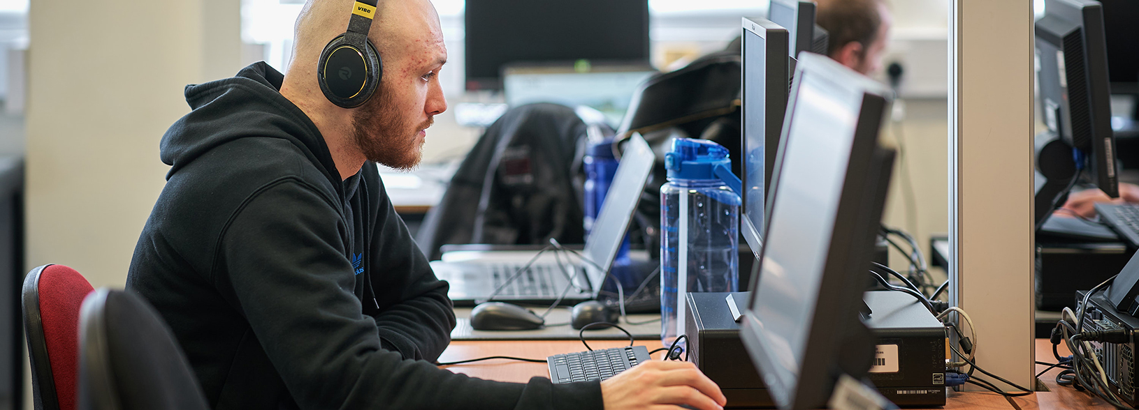 student on computer